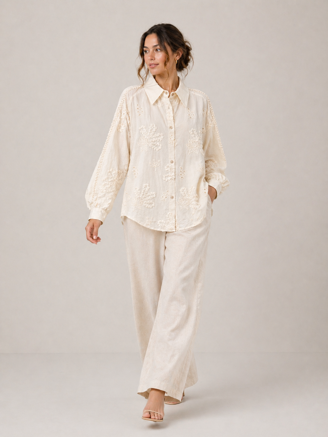 Embroidered Cotton Oversized Shirt