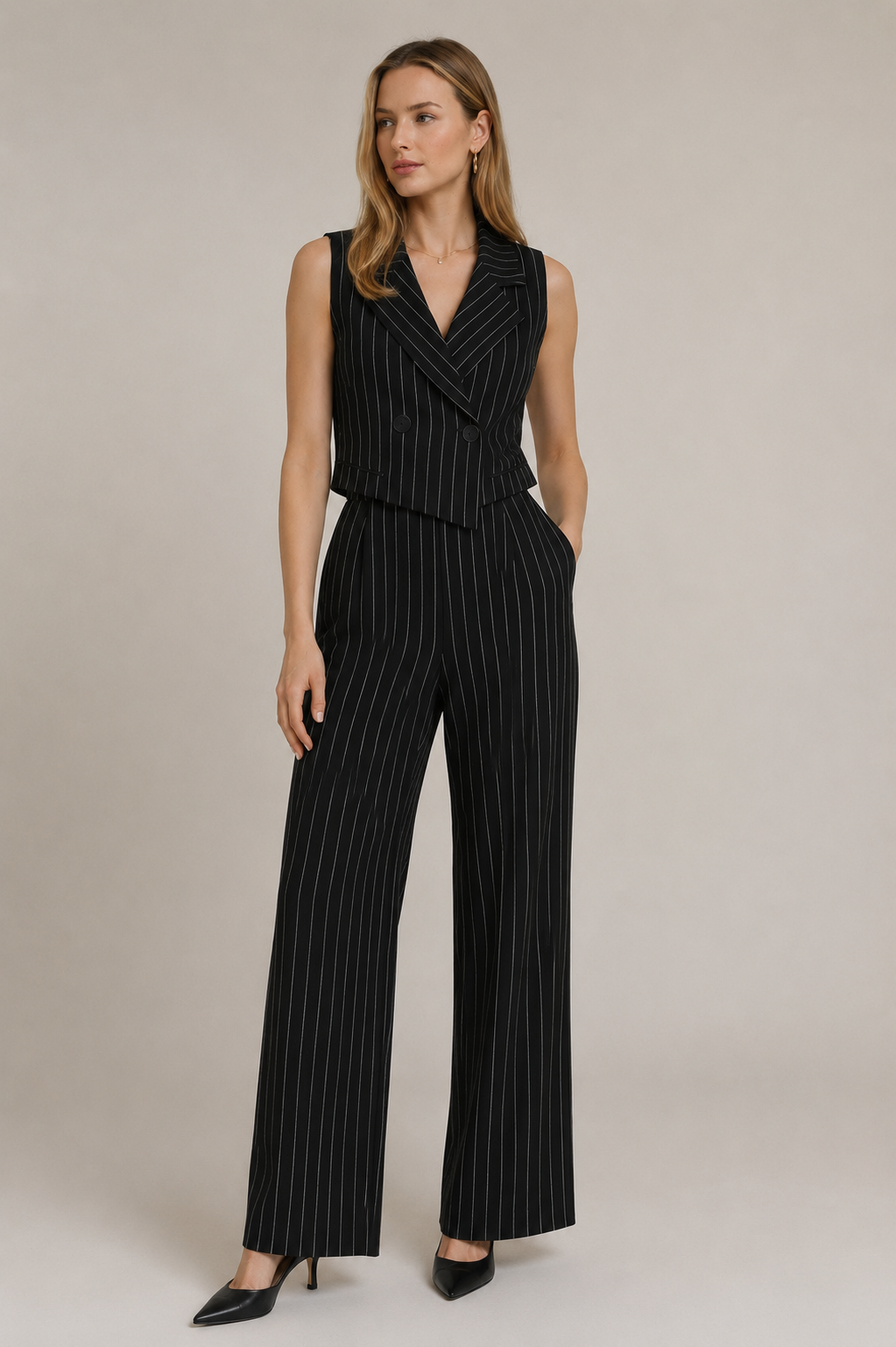 Sleeveless Blazer-Style Jumpsuit