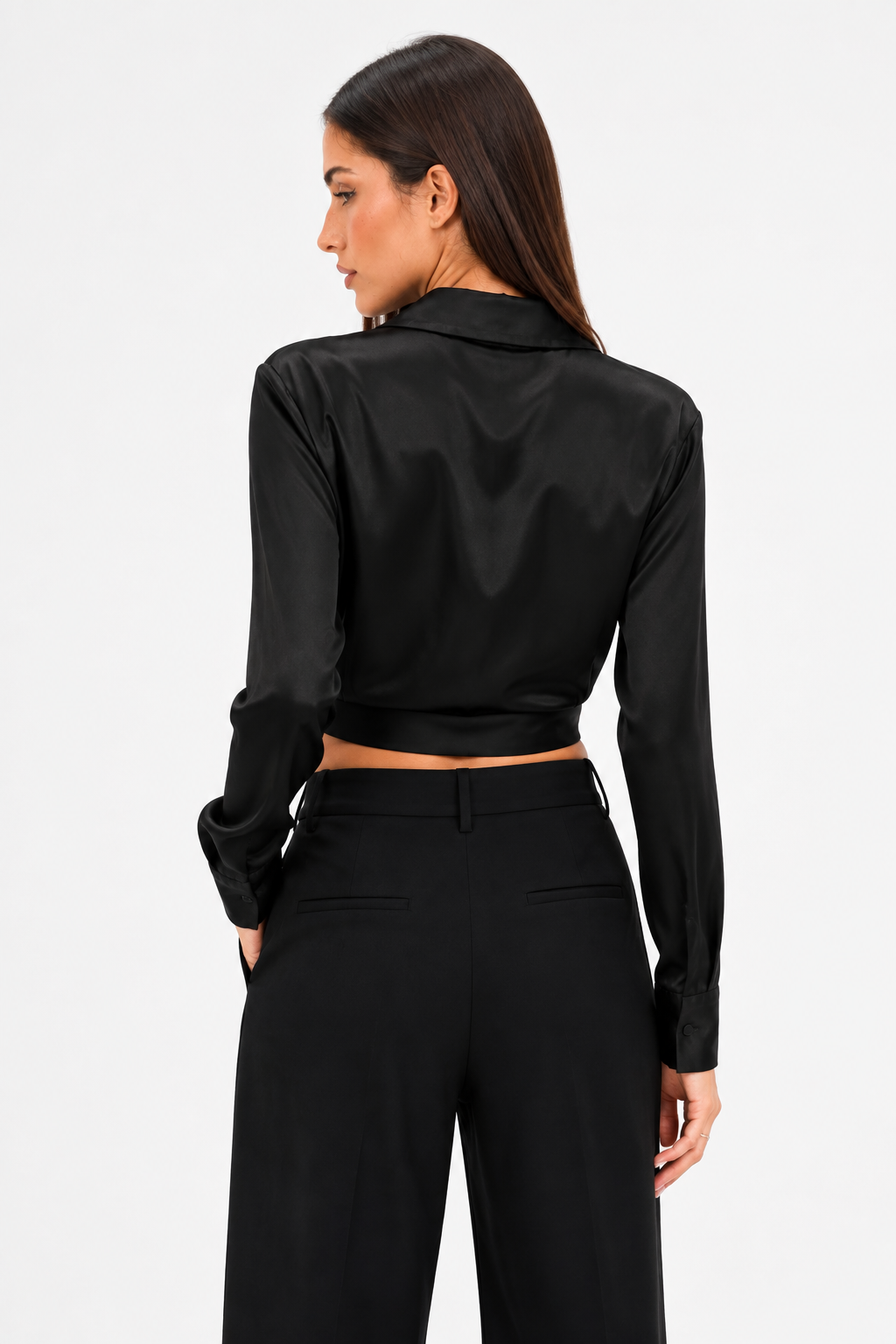 Satin tie blouse