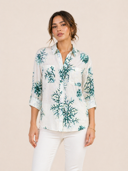 Coral Reef Print Oversized Shirt