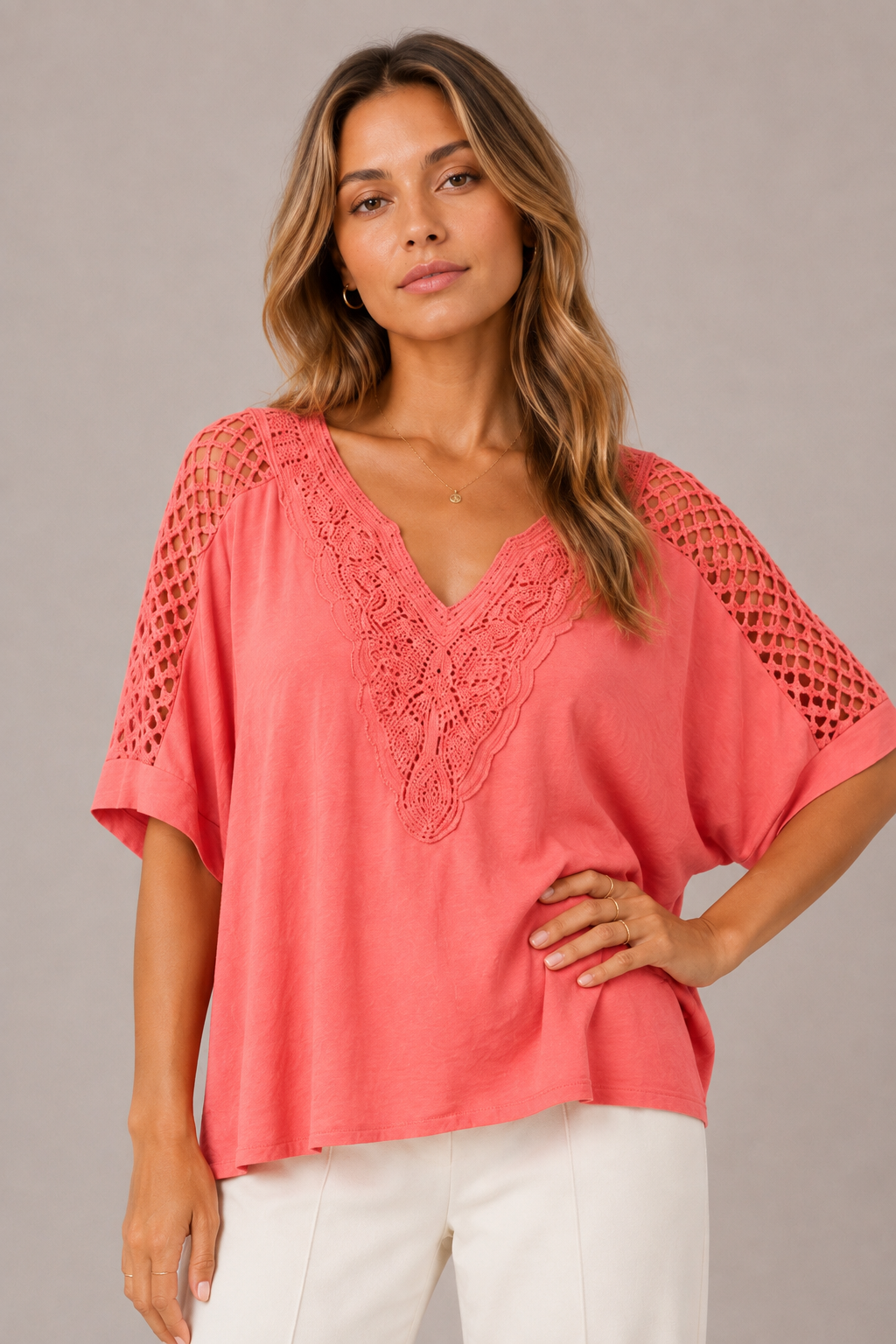 Crochet Lace V-Neck Top