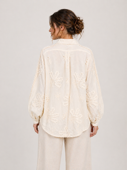 Embroidered Cotton Oversized Shirt