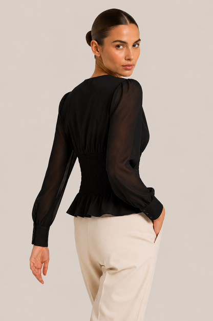 Corset Sheer Sleeve Blouse