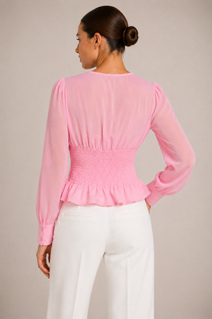 Corset Sheer Sleeve Blouse