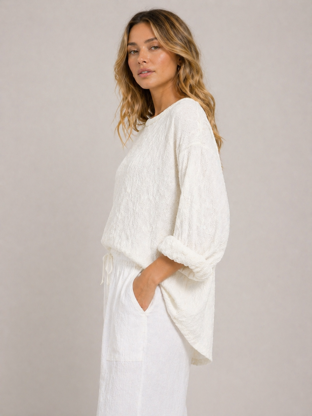Textured Oversized Lounge Top