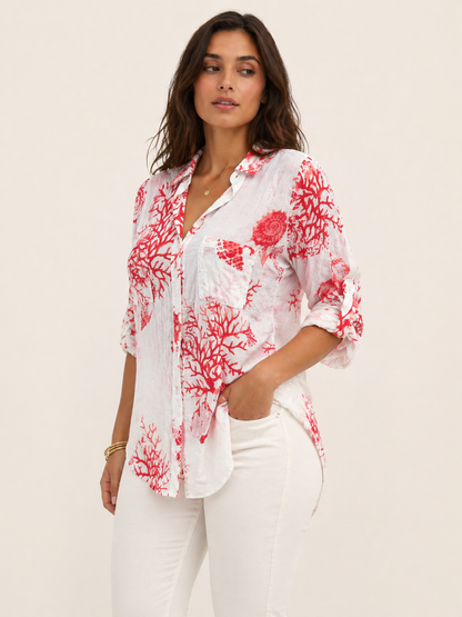 Coral Reef Print Oversized Shirt
