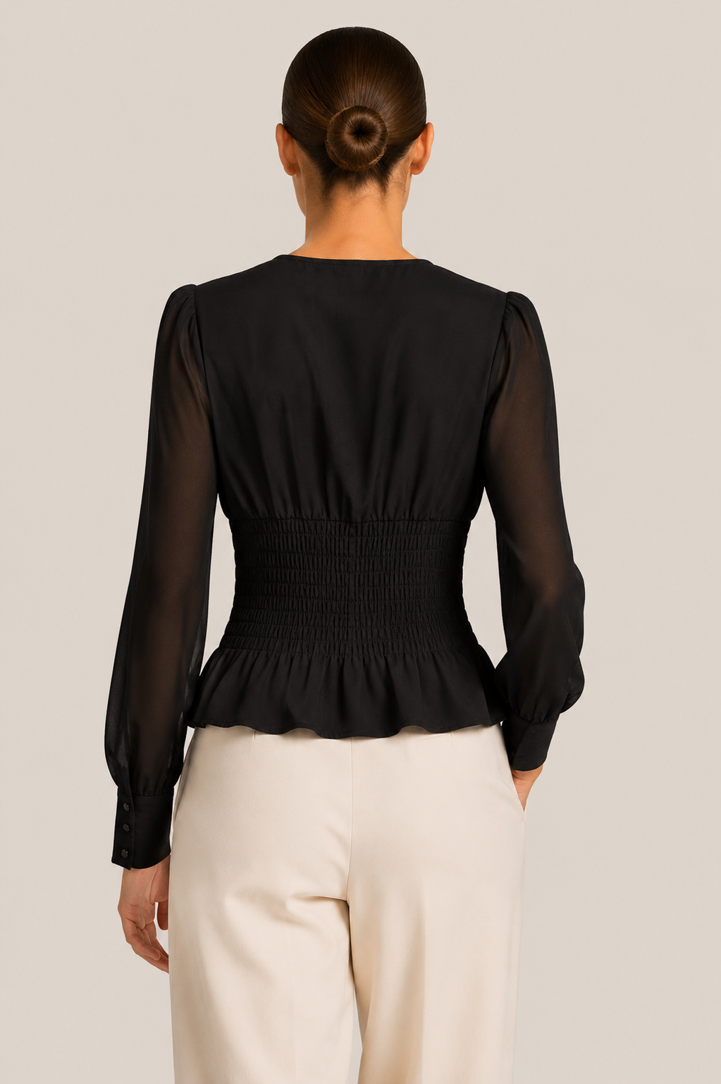 Corset Sheer Sleeve Blouse