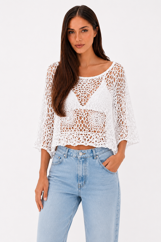 Crochet Open-Knit Top