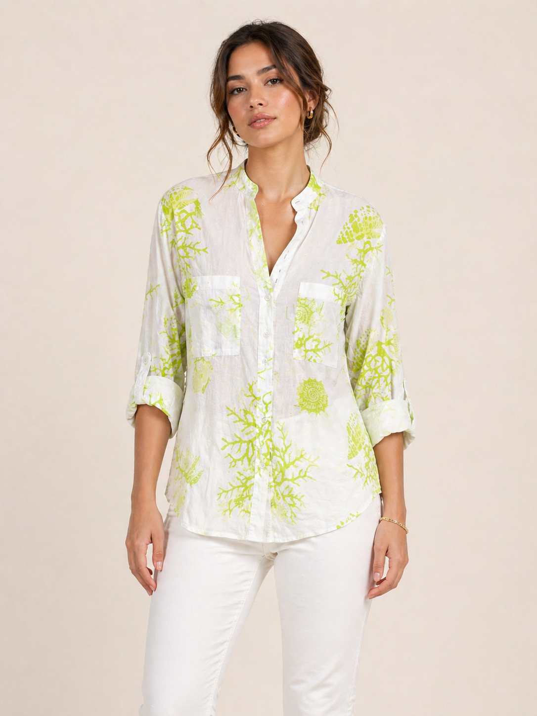 Coral Reef Print Oversized Shirt