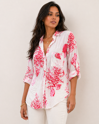 Coral Reef Print Oversized Shirt