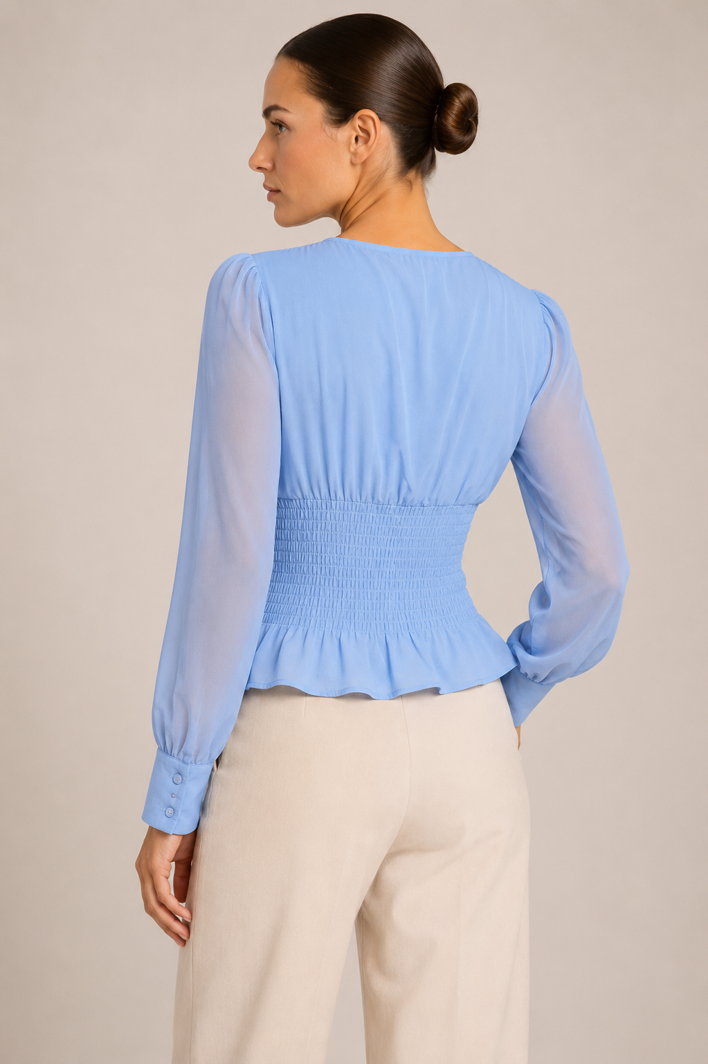 Corset Sheer Sleeve Blouse