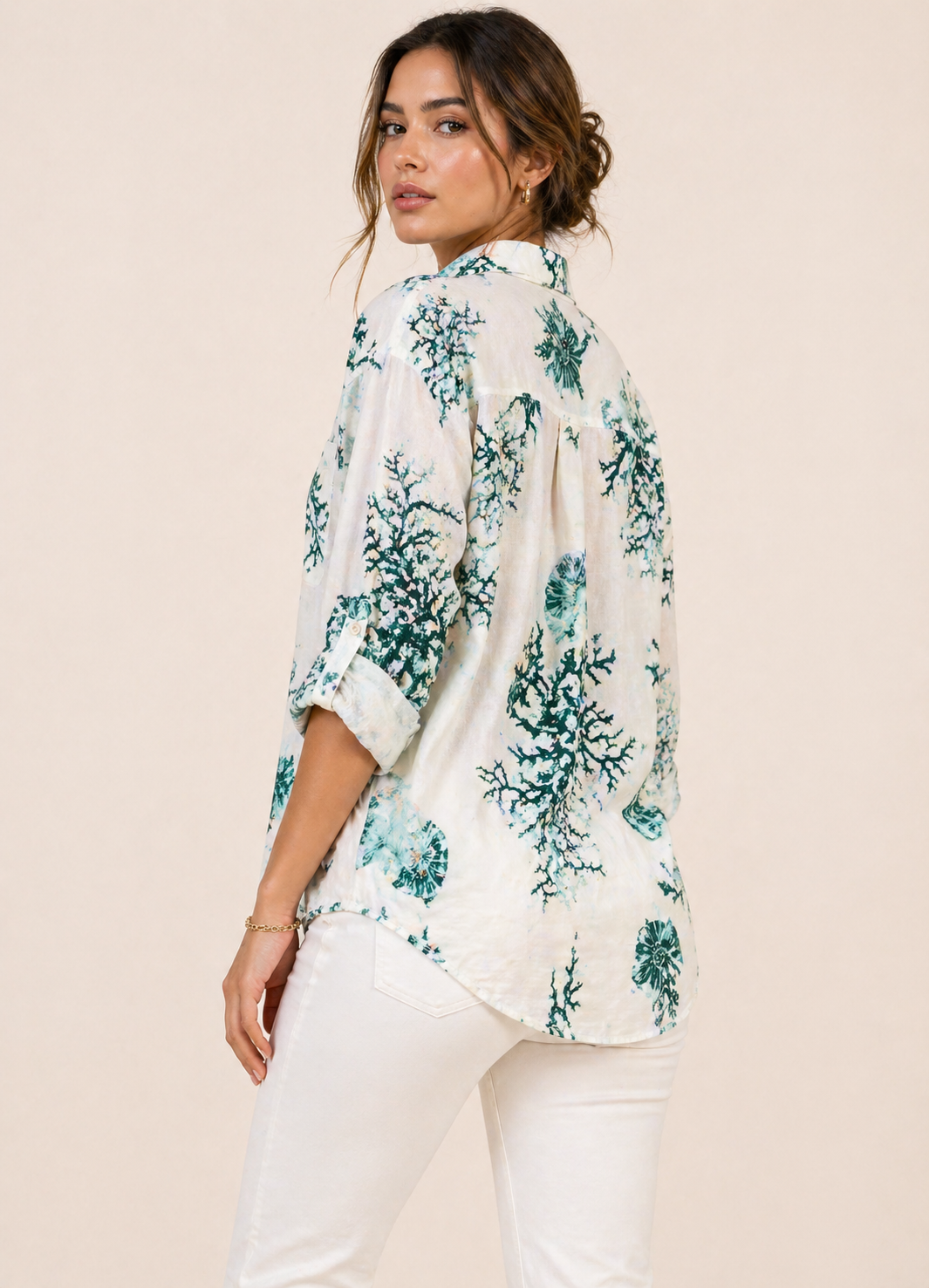 Coral Reef Print Oversized Shirt