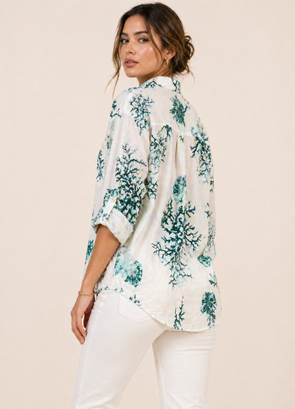 Coral Reef Print Oversized Shirt