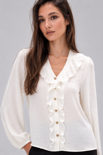 Ruffle V-Neck Blouse