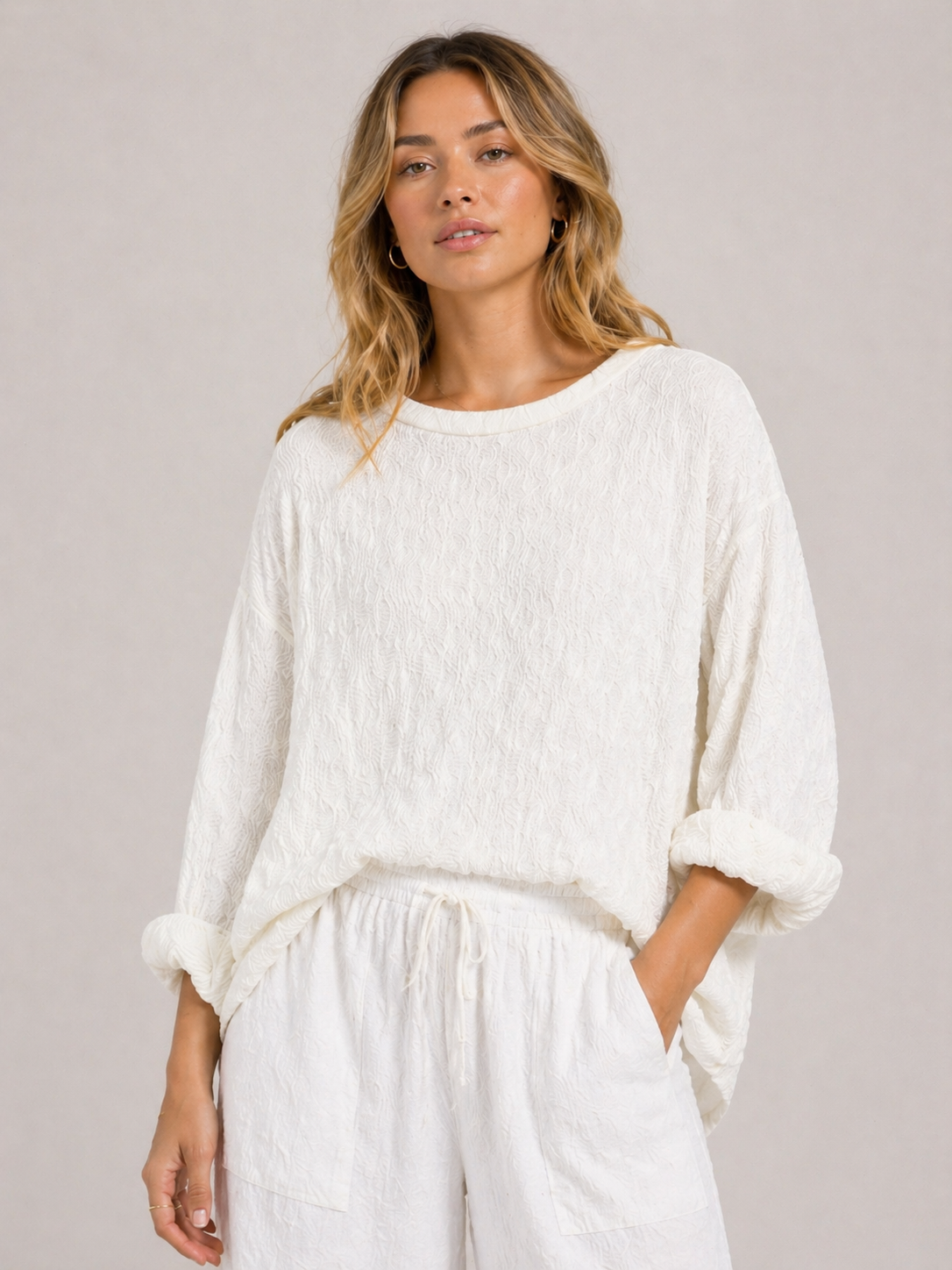 Textured Oversized Lounge Top