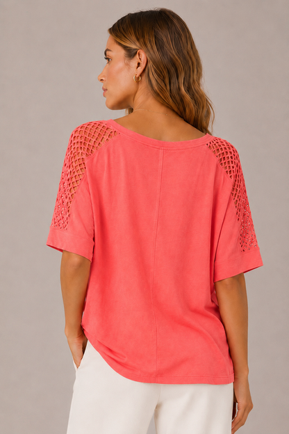 Crochet Lace V-Neck Top