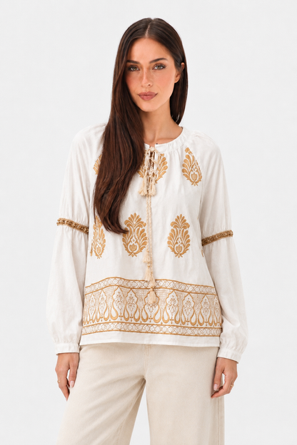 Isla Embroidered White Shirt
