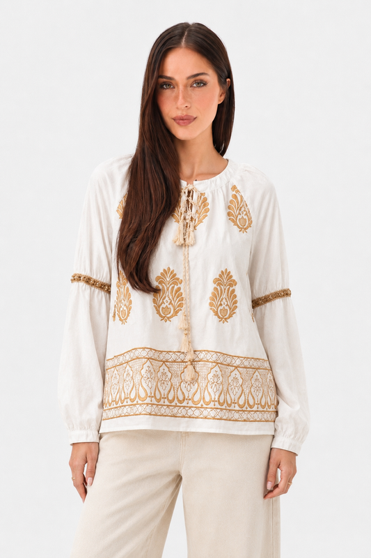 Isla Embroidered White Shirt