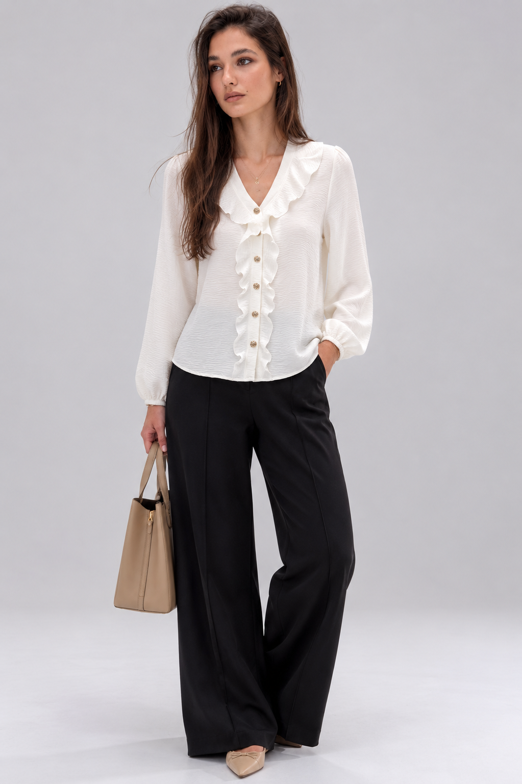 Ruffle V-Neck Blouse