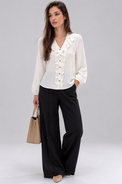 Ruffle V-Neck Blouse