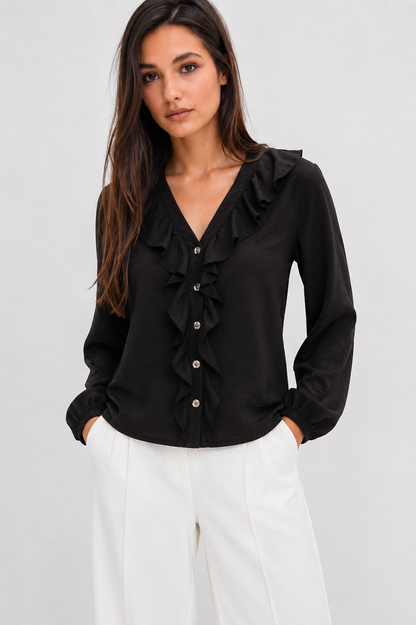 Ruffle V-Neck Blouse