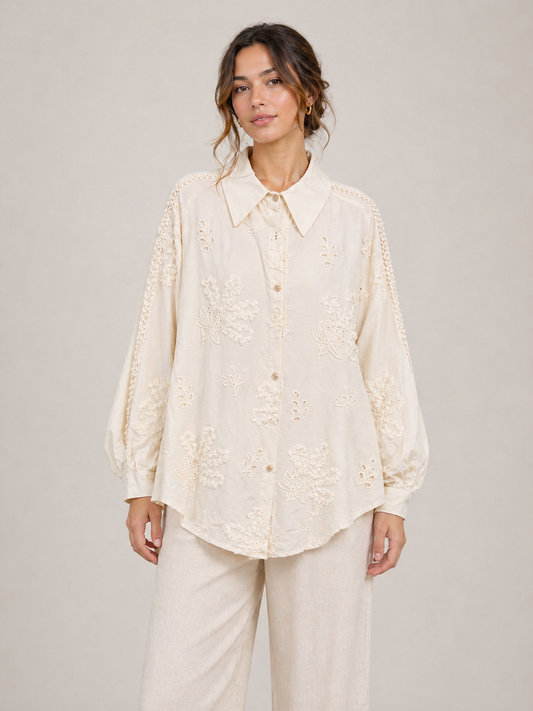 Embroidered Cotton Oversized Shirt