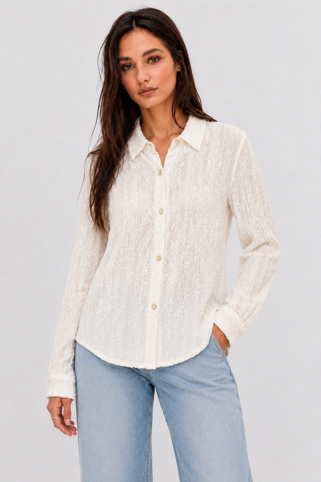 Cream Textured Shirt