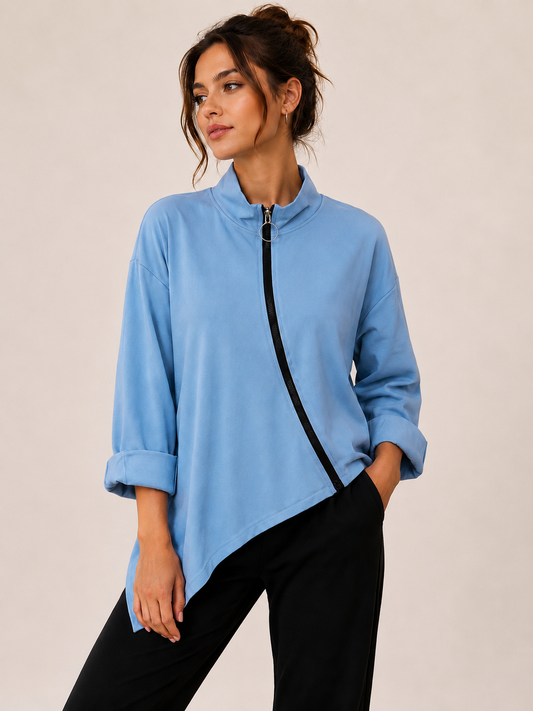 Asymmetric Zip Oversized Top