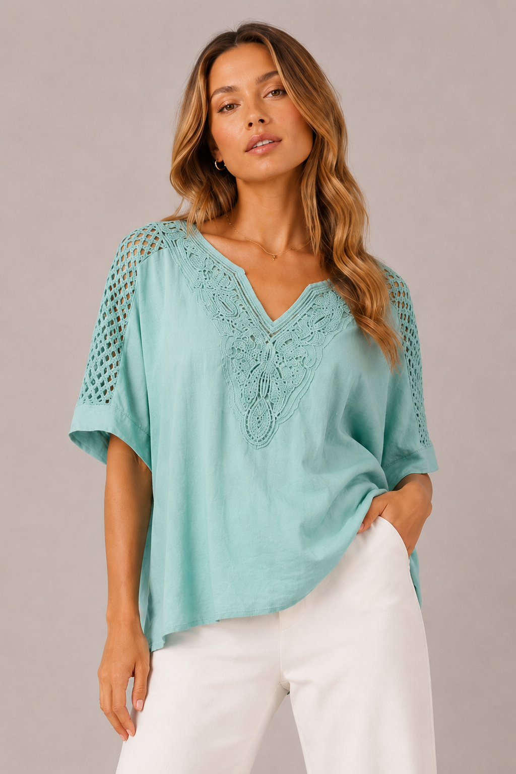 Crochet Lace V-Neck Top