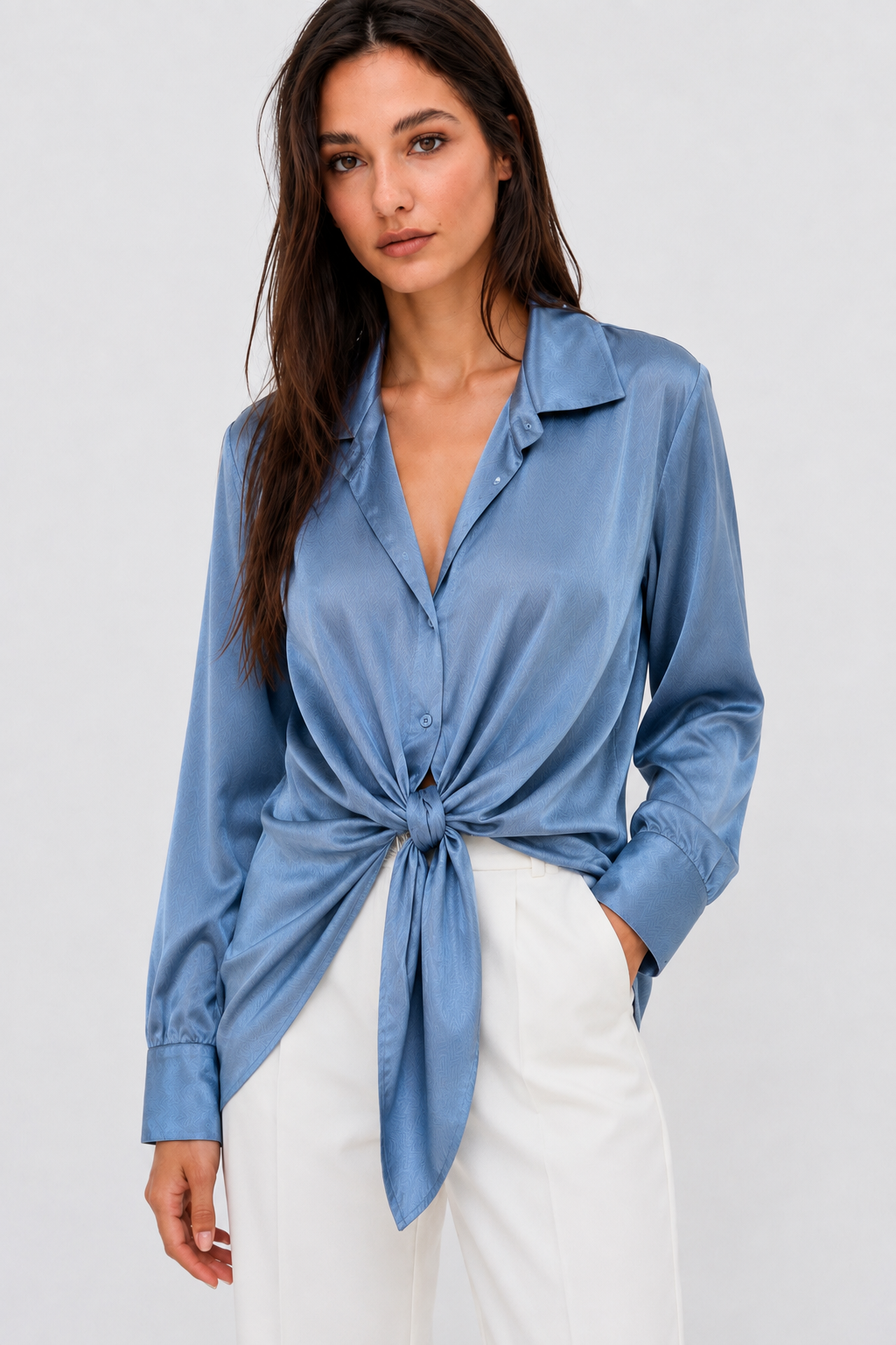 Satin Tie Shirt