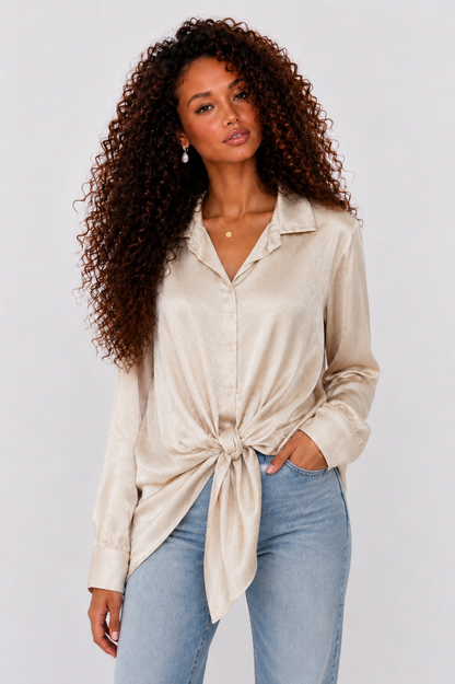 Satin Tie Shirt