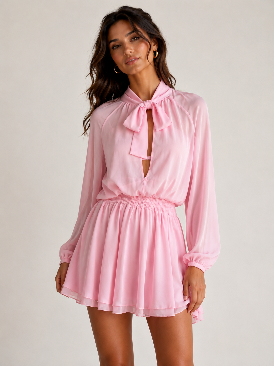 Chiffon Bow Mini Dress