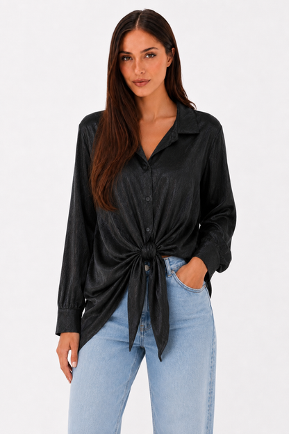 Satin Tie Shirt