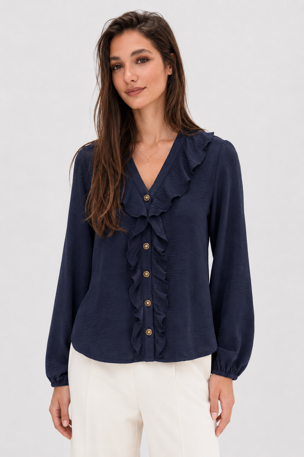Ruffle V-Neck Blouse