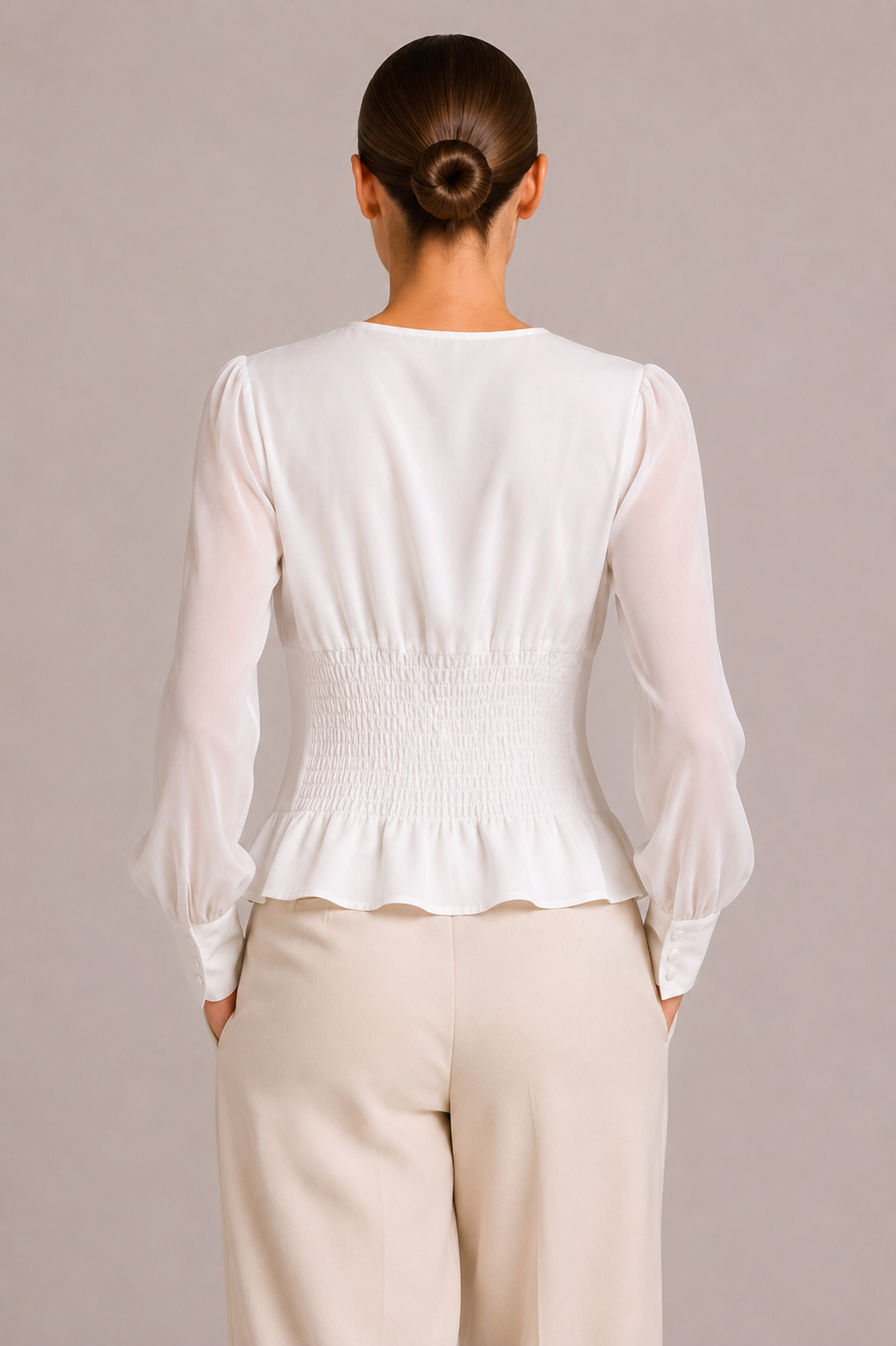 Corset Sheer Sleeve Blouse