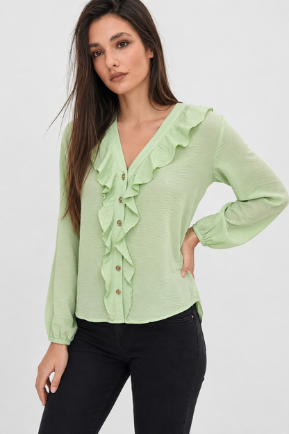 Ruffle V-Neck Blouse