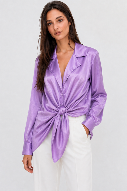 Satin Tie Shirt