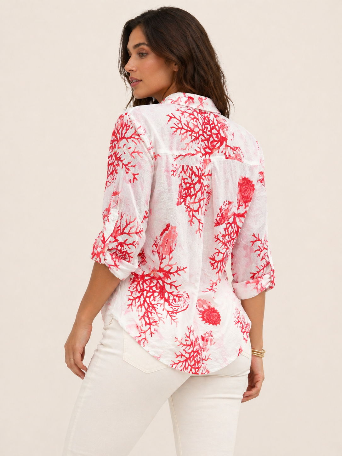 Coral Reef Print Oversized Shirt
