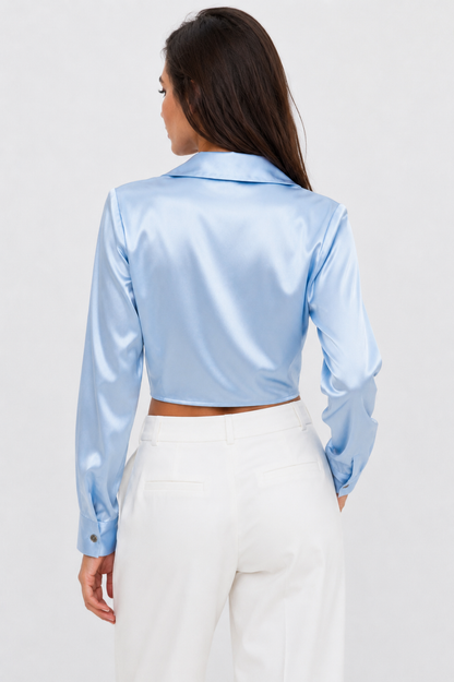 Satin tie blouse