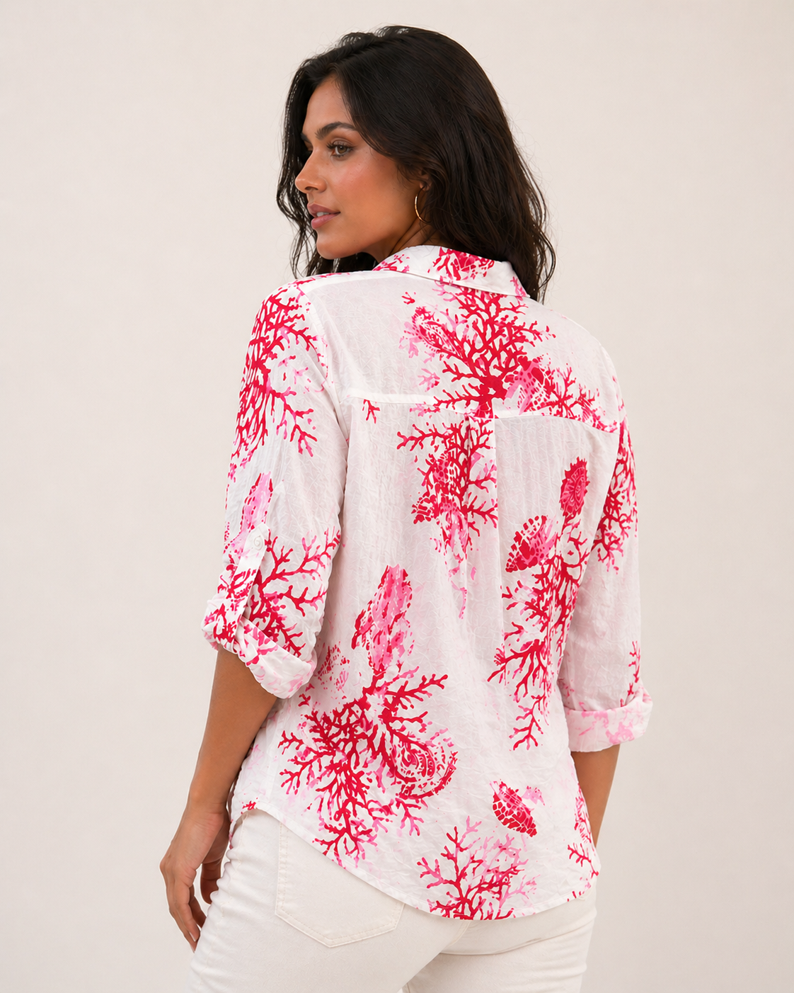 Coral Reef Print Oversized Shirt