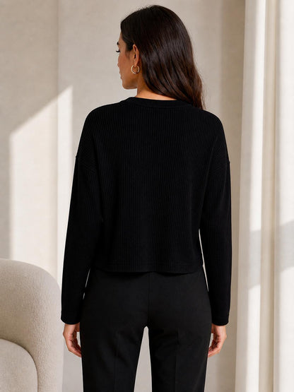 Relaxed Ribbed Crewneck Top