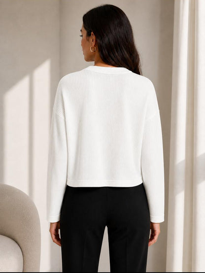 Relaxed Ribbed Crewneck Top