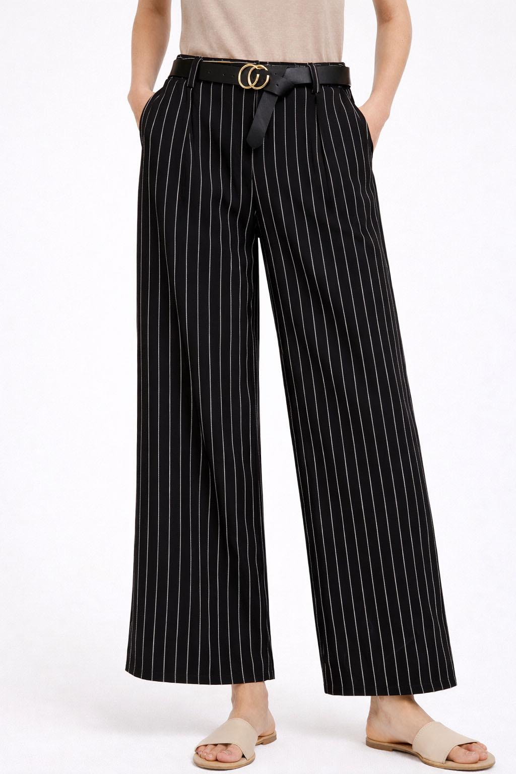 Pinstripe Wide Leg Trousers