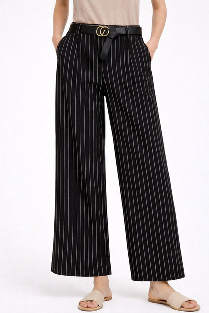 Pinstripe Wide Leg Trousers