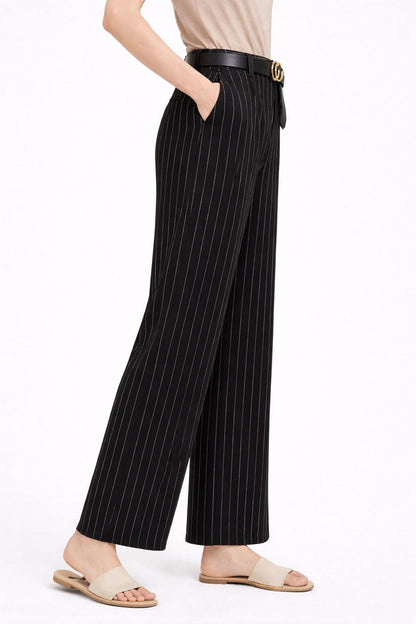 Pinstripe Wide Leg Trousers