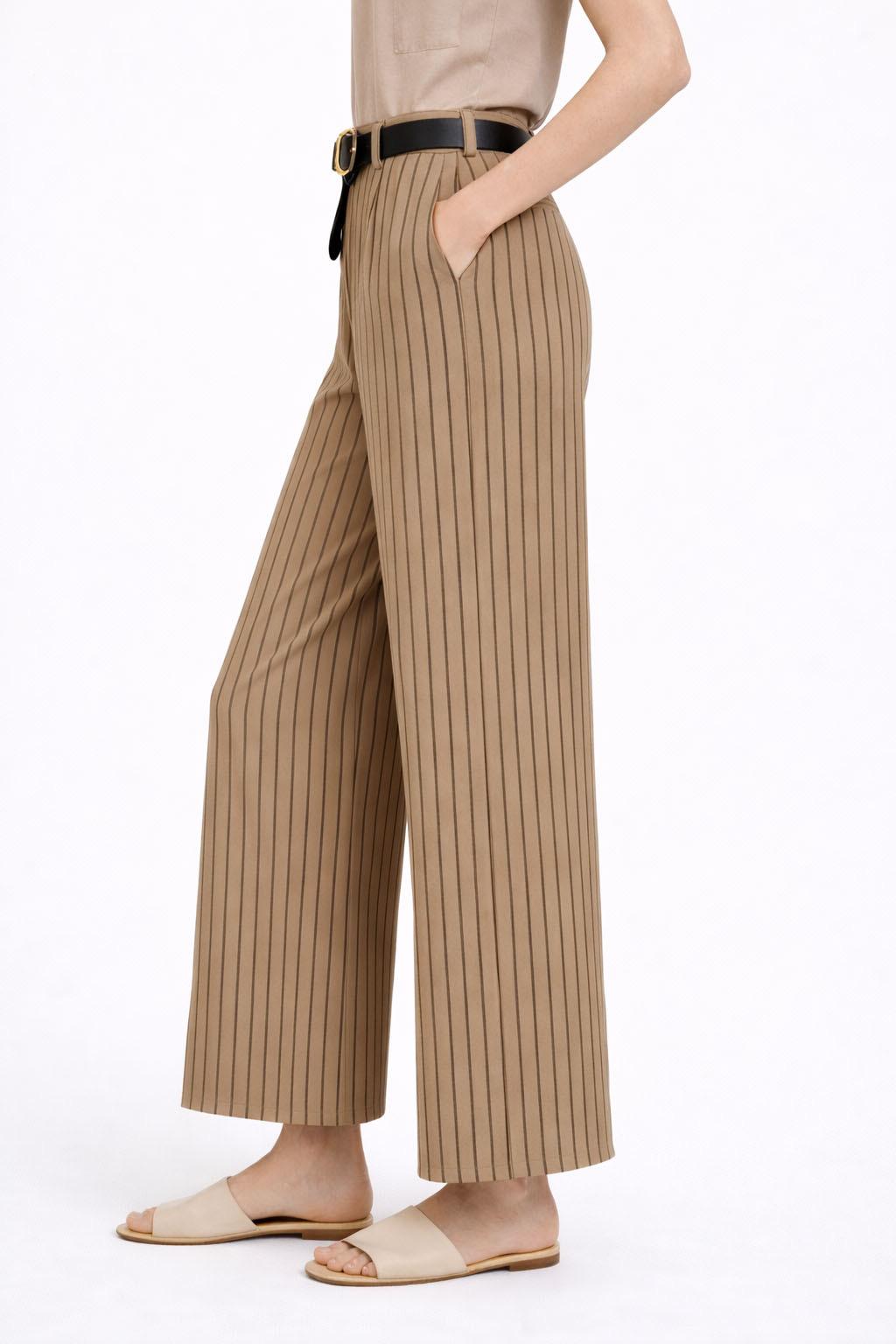Pinstripe Wide Leg Trousers