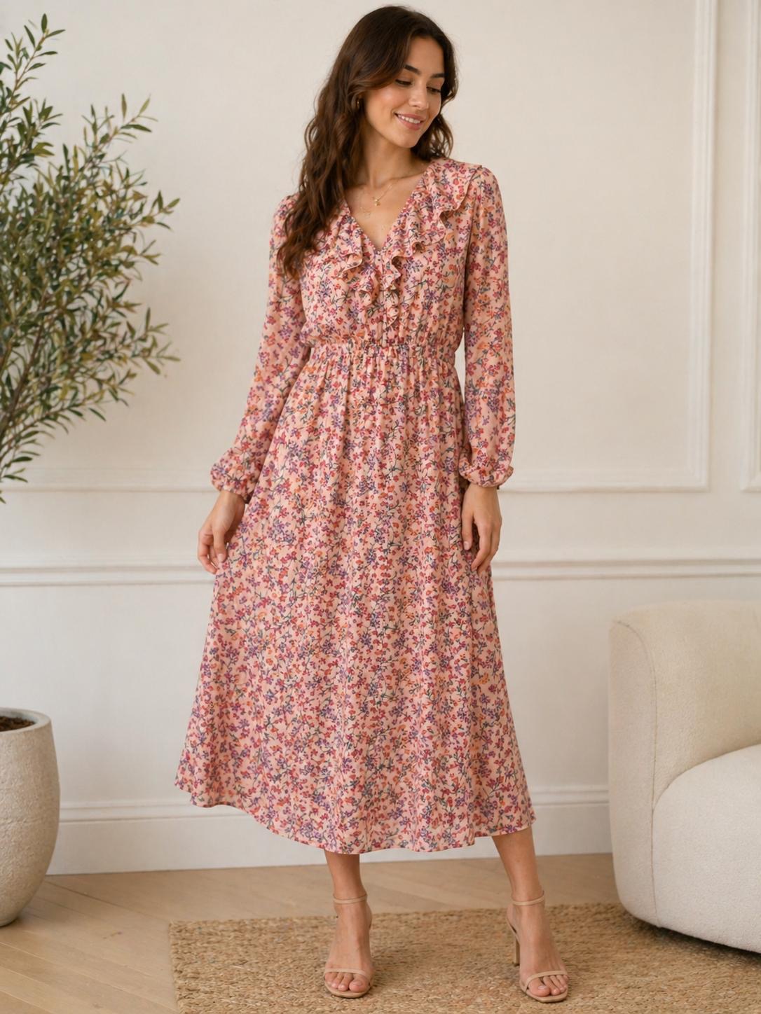 Floral Ruffle Midi Dress