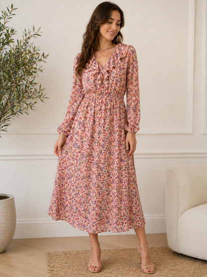 Floral Ruffle Midi Dress