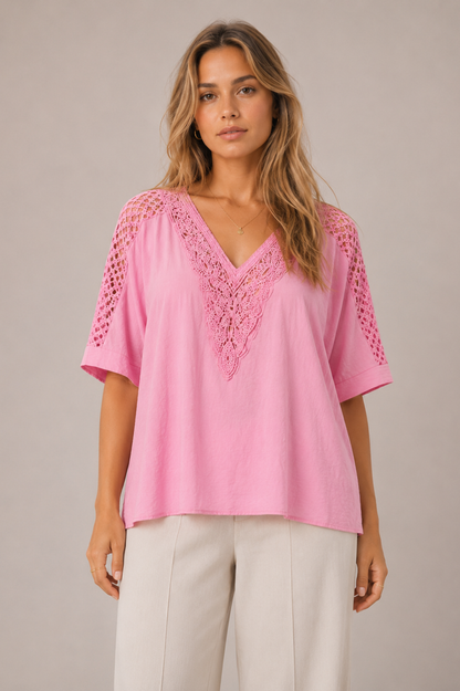 Crochet Lace V-Neck Top