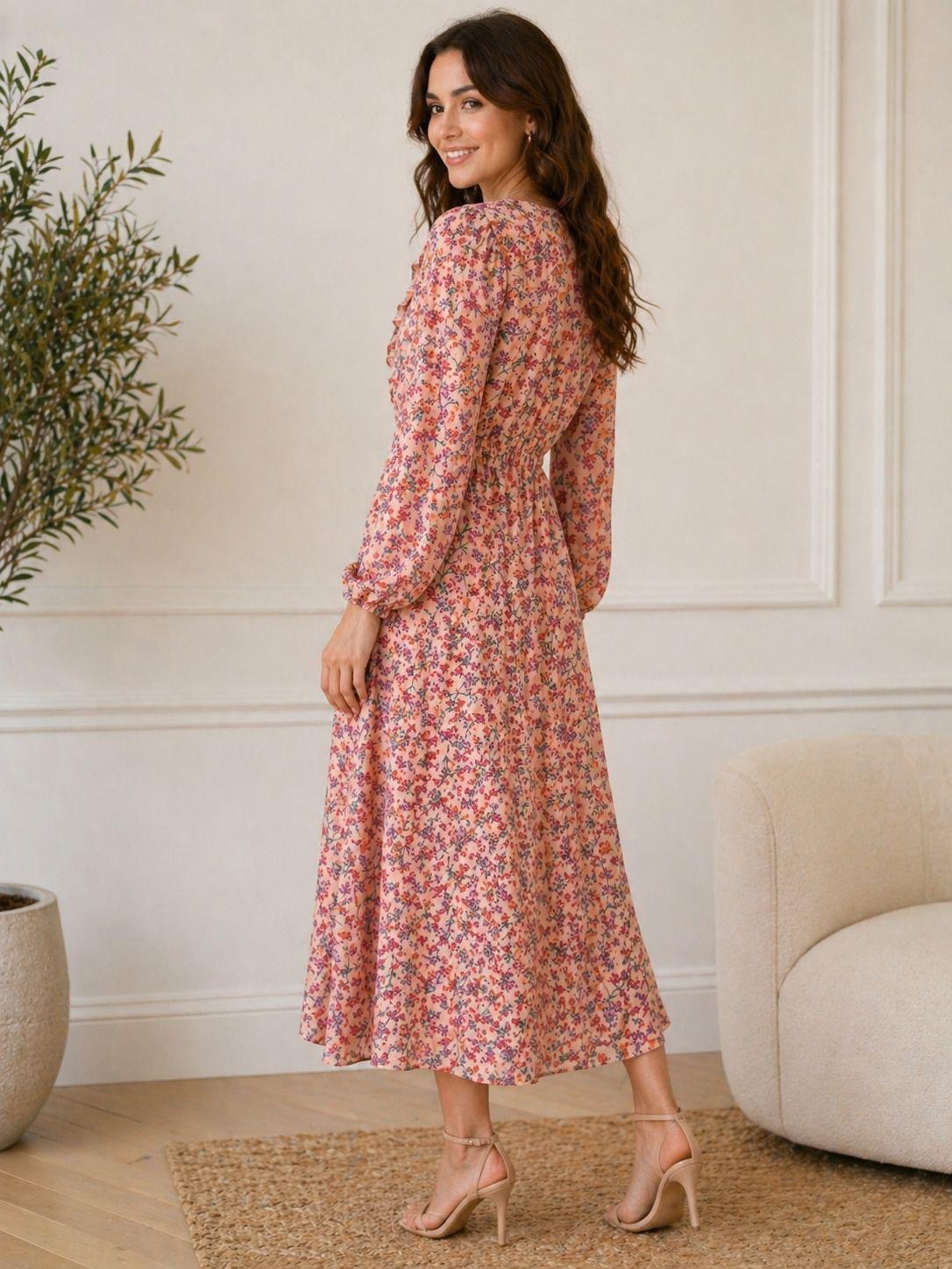 Floral Ruffle Midi Dress